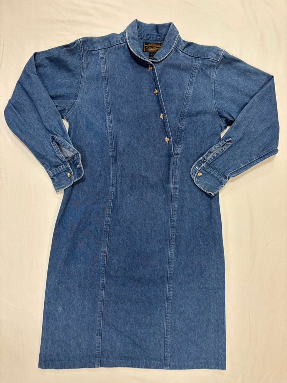 Eddie Bauer Indigo Denim Long-Sleeve Button Dress